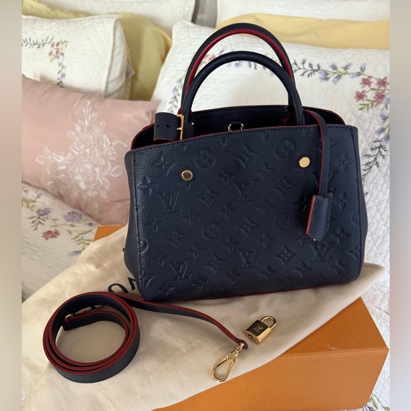 Louis Vuitton Montaigne Crossbody BB Navy Leather Monogram Empreinte - Picture 10 of 15